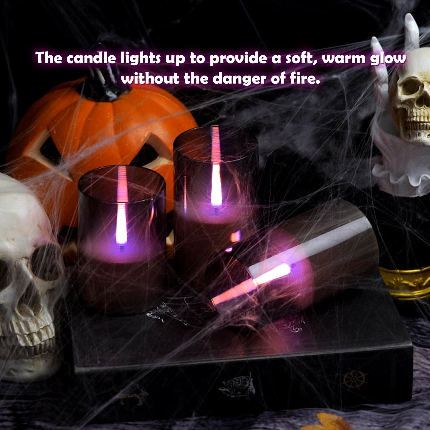 kakoya Flameless Candles Upgraded Realistic Flickering Flame,Battery Operated LED Candles with Remote Timers,Acrylic Electric Candles Set of 3(D 3" xH 4" 5" 6")（Grey）