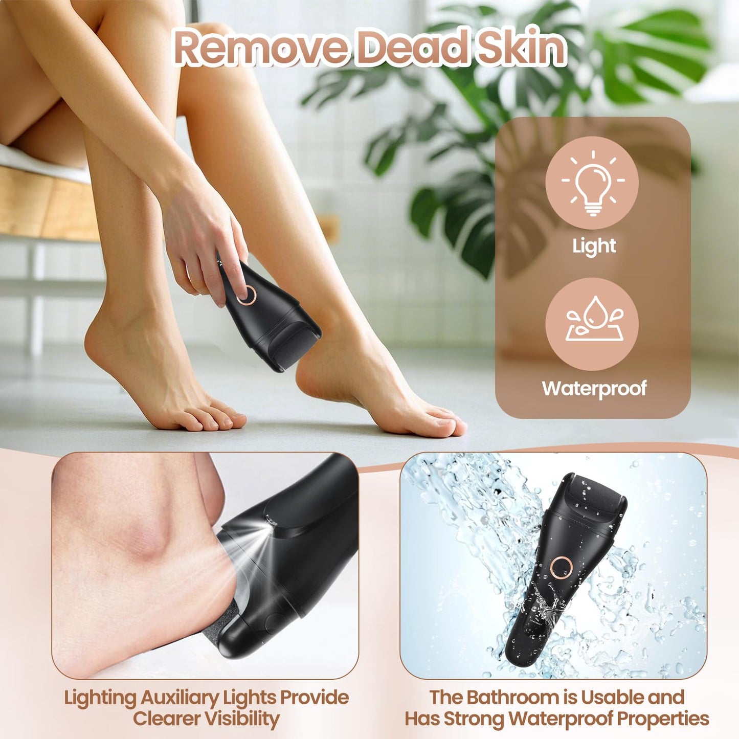 Electric Callus Remover for Feet Rechargeable - 3-Speed Adjustable Electronic Foot Filer, Effortless Smooth Feet from Hard Crack
