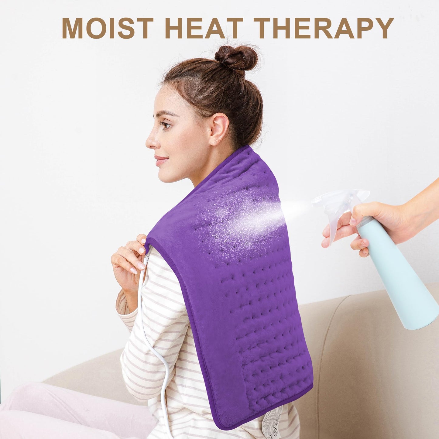 Deepsoon Heating Pad,Electric Heating Pads for Back,Neck,Abdomen,Moist Heating Pad for Shoulder,Knee,Arms,Legs,Dry/Moist Heat & Auto Shut Off,Christmas Gifts for Men and Women,Dark Purple,24x20 Inch