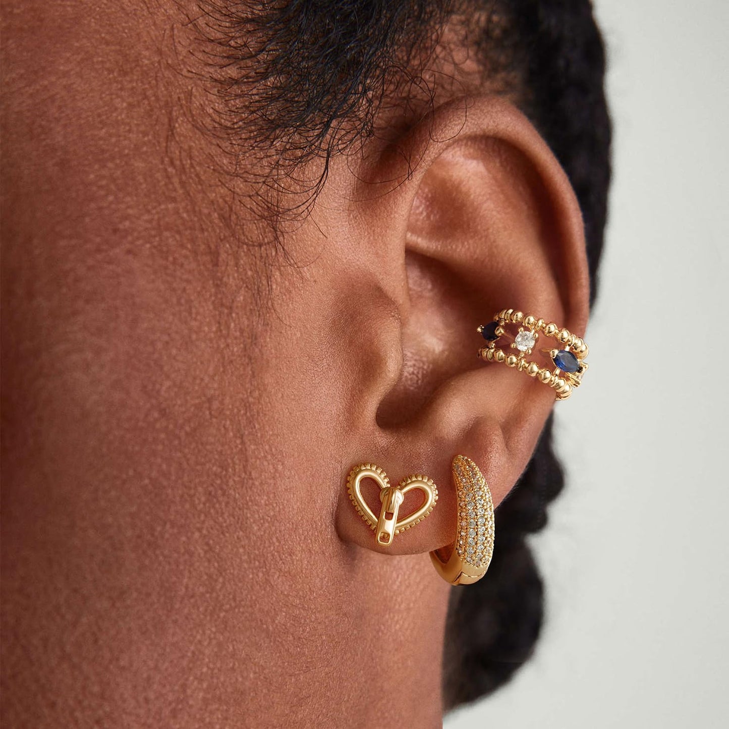MYEARS Women Waterdrop Earrings Gold Huggie Hoop Ear Stud Cuff Cubic Zirconia 14K Small Simple Hypoallergenic Everyday Jewelry