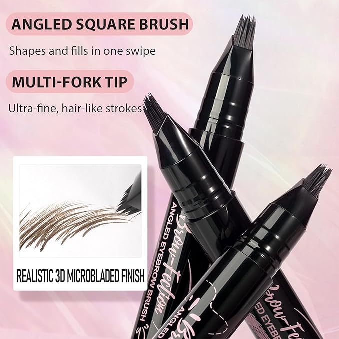 Eyebrow Pencils for Women, Liquid Microblading Eyebrow Pen with Square Angled Brush & Ultra-Fine Precision Tip – Natural Hair-Like Strokes, Waterproof, Smudge-Proof & Long-Lasting, Easy to Use (Brown)