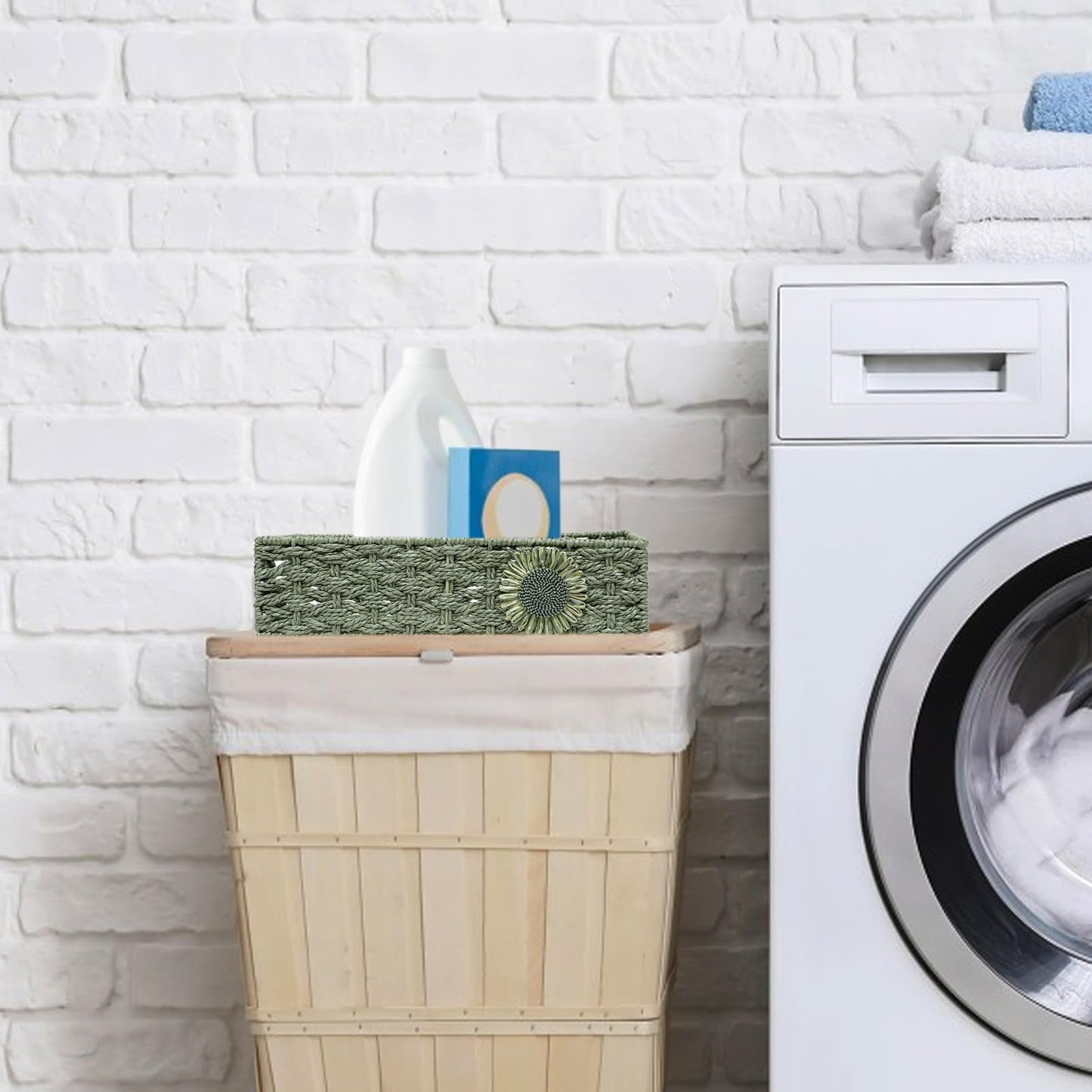 DUOER Toilet Paper Basket for Tank Top Bathroom Organizer - Green