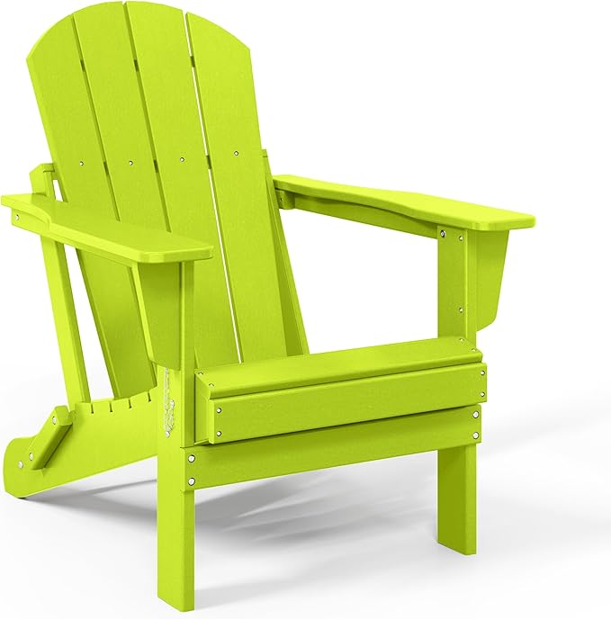 Costaelm Patio Conversation Set, 5 Piece Balcony Furniture, Small Patio Firepit Furniture Outdoor Adirondack Square Coffee Table and Chair for Backyard Lawn Porch Pool Garden, Lime