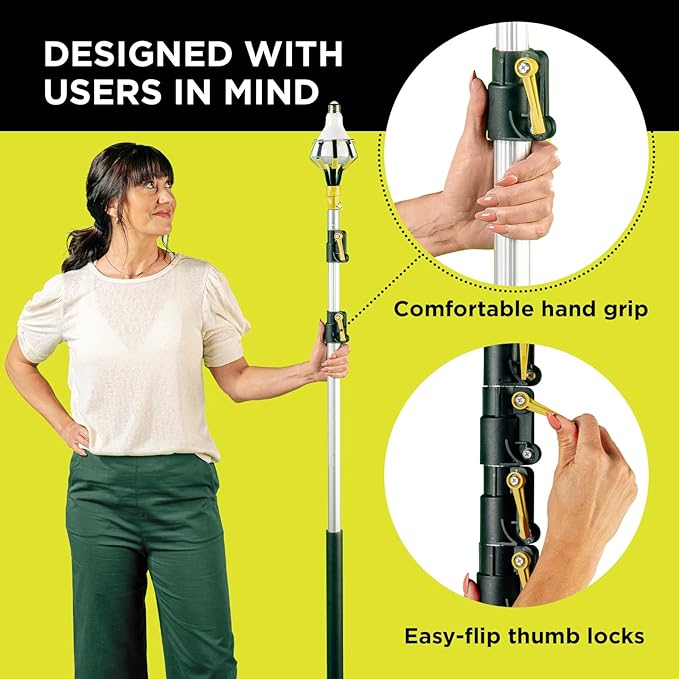 DOCA Telescoping Pole 6-24 Ft - Extension Pole for Cleaning, Feather Duster, Window Washing Kit, Paint Roller, Window Squeegee - High Reach Extendable Kit for Indoor & Outdoor - Pole Only