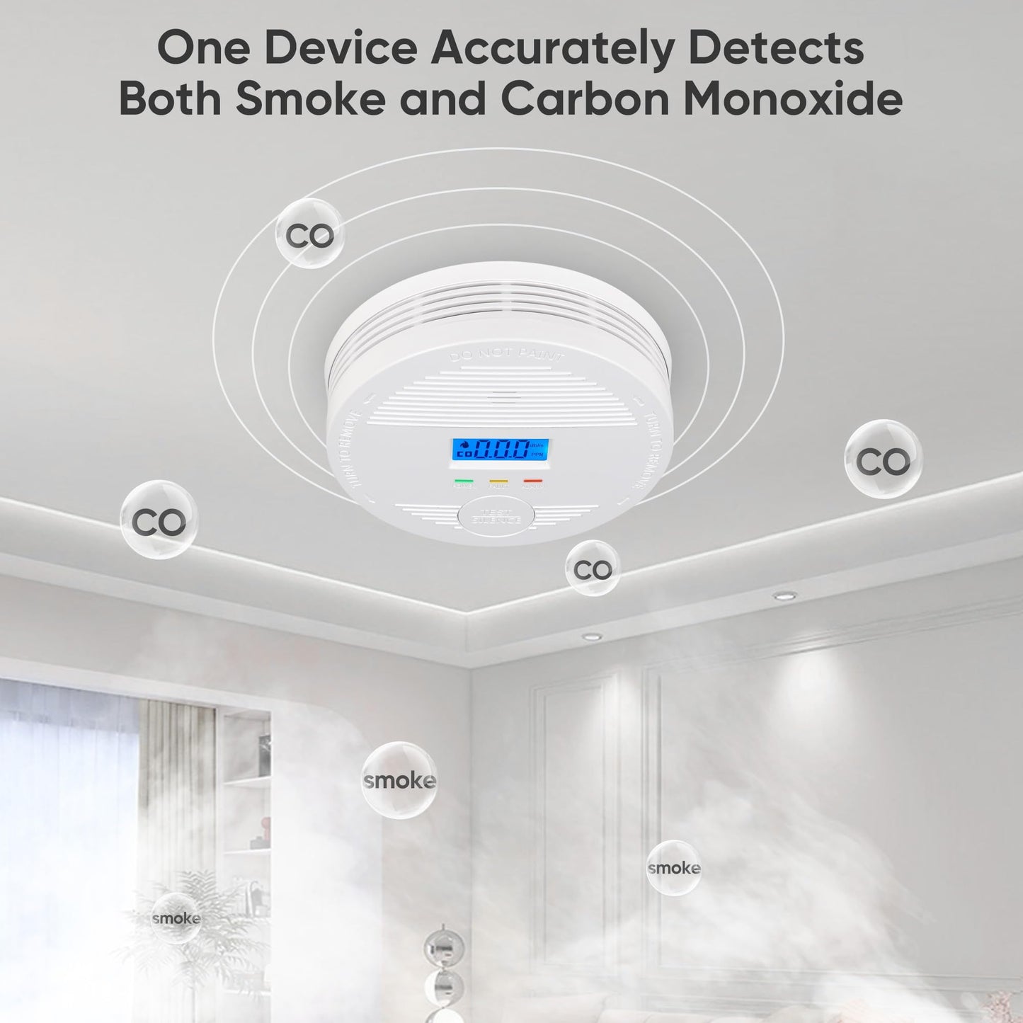 Interconnected Smoke and Carbon Monoxide Detector, 10-Year Battery Wireless Interlinked Smoke & CO Alarm with Dual Sensors, Home Fire & CO Safety Protection (6Pack)