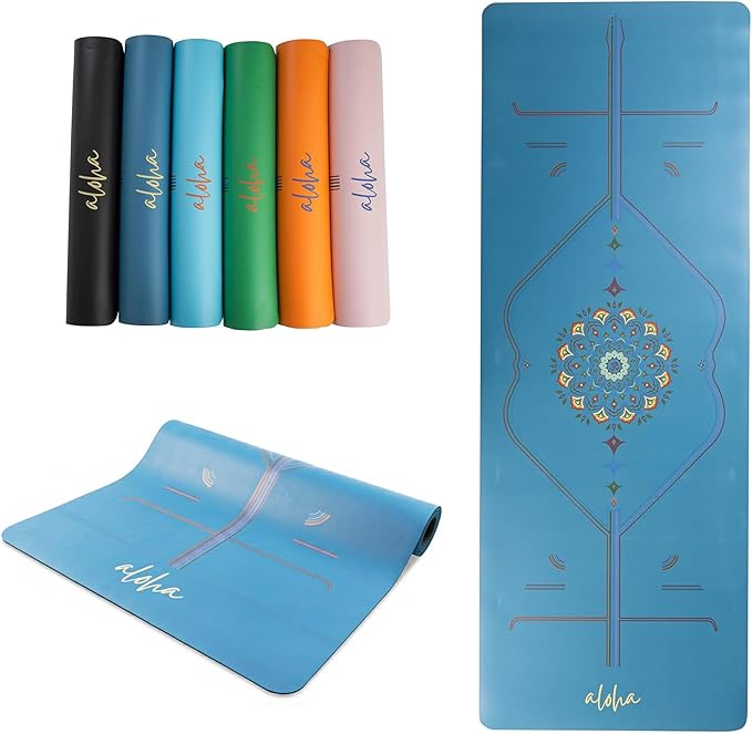 Aloha Bliss Premium Yoga Mat – 72” x 27 - Thick, Non-Slip & Durable | Sweat-Resistant, Lightweight & Portable | Perfect for Yoga, Pilates, Home Workouts, Gym & Studio Practice - Eco-Friendly