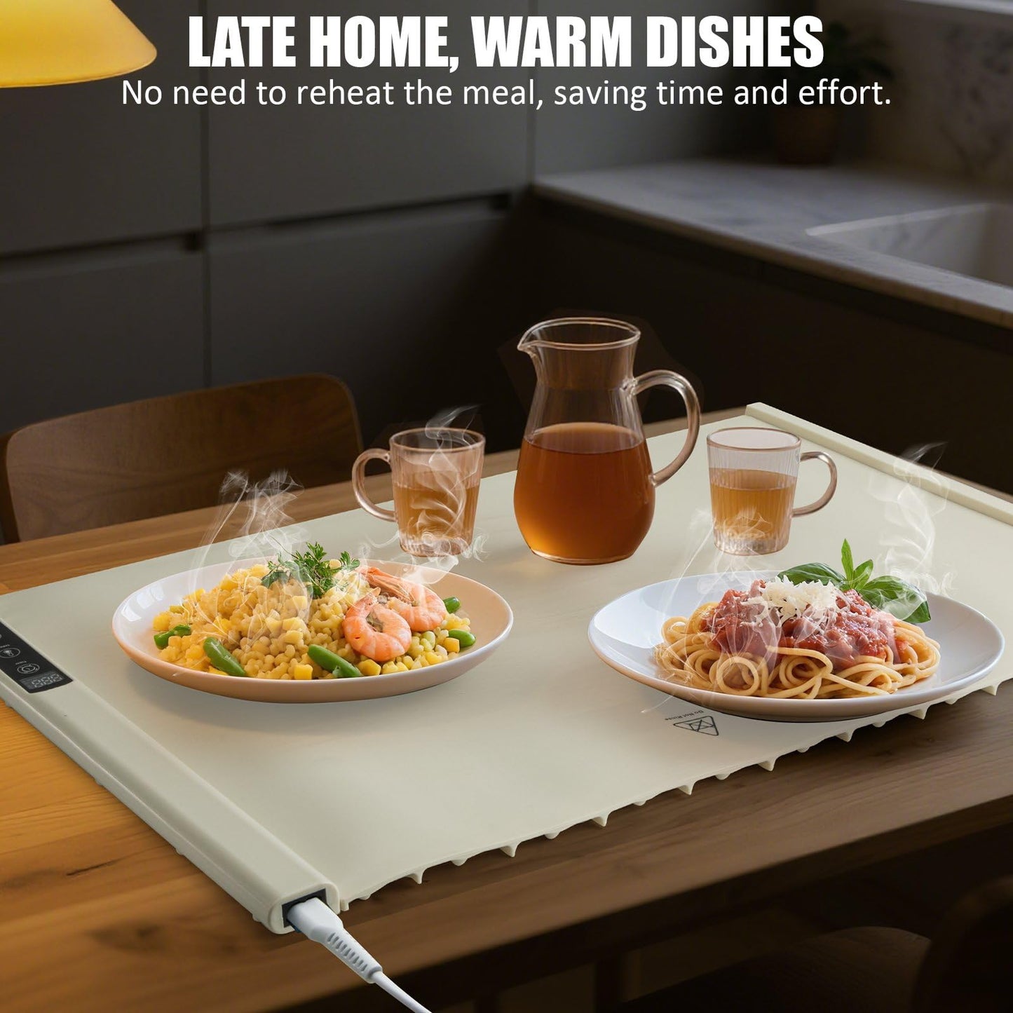 Food Warming Mat - Electric Warming Tray with 5 Levels of Temperature Control, Portable Food Warmer for Parties, Buffets, and Travel