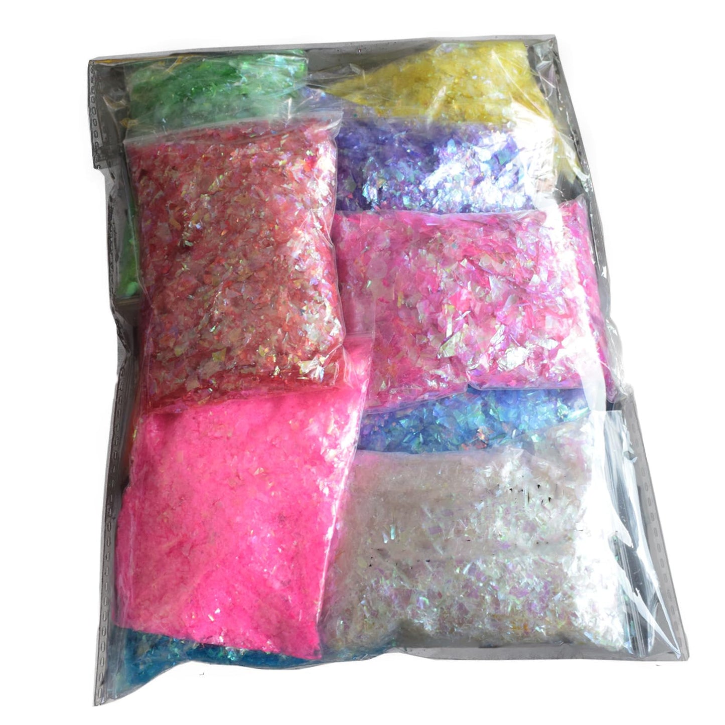 10 Pack Nail Shell Paper Broken Glass Mirror Sticker Nails Glitter Dust Shell Effect Foil Art Trend Shattered Ice Mylar Paper Na