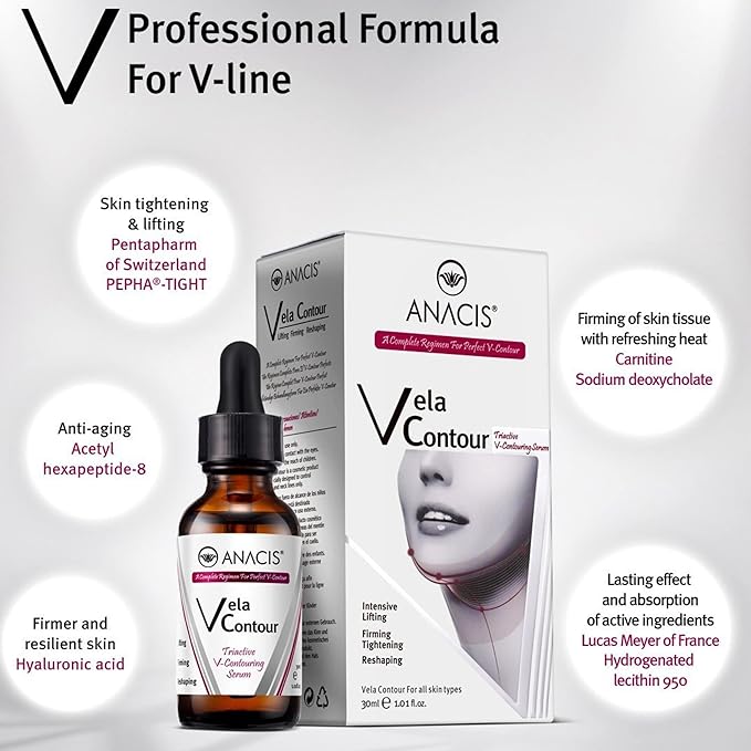 Advanced Neck Serum – V line Jawline - Fine Lines - Neck Wrinkles - Sagging Skin - Serum for Women and Men. Anacis 30ml