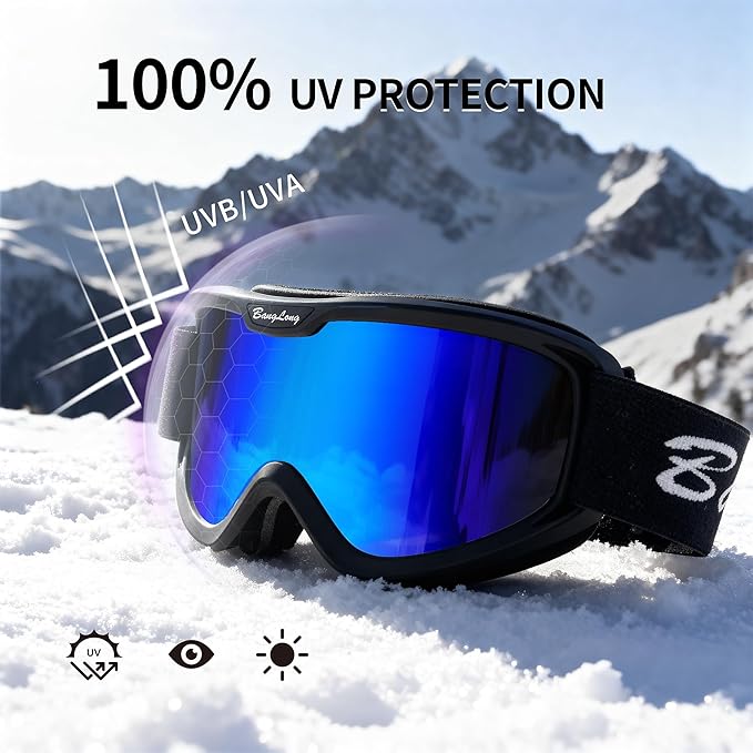 BangLong Ski Goggles, Snowboard/Snow Goggles Anti Fog UV Protection Design for Men Women Skiing, Skating,Snowmobilet,Youth