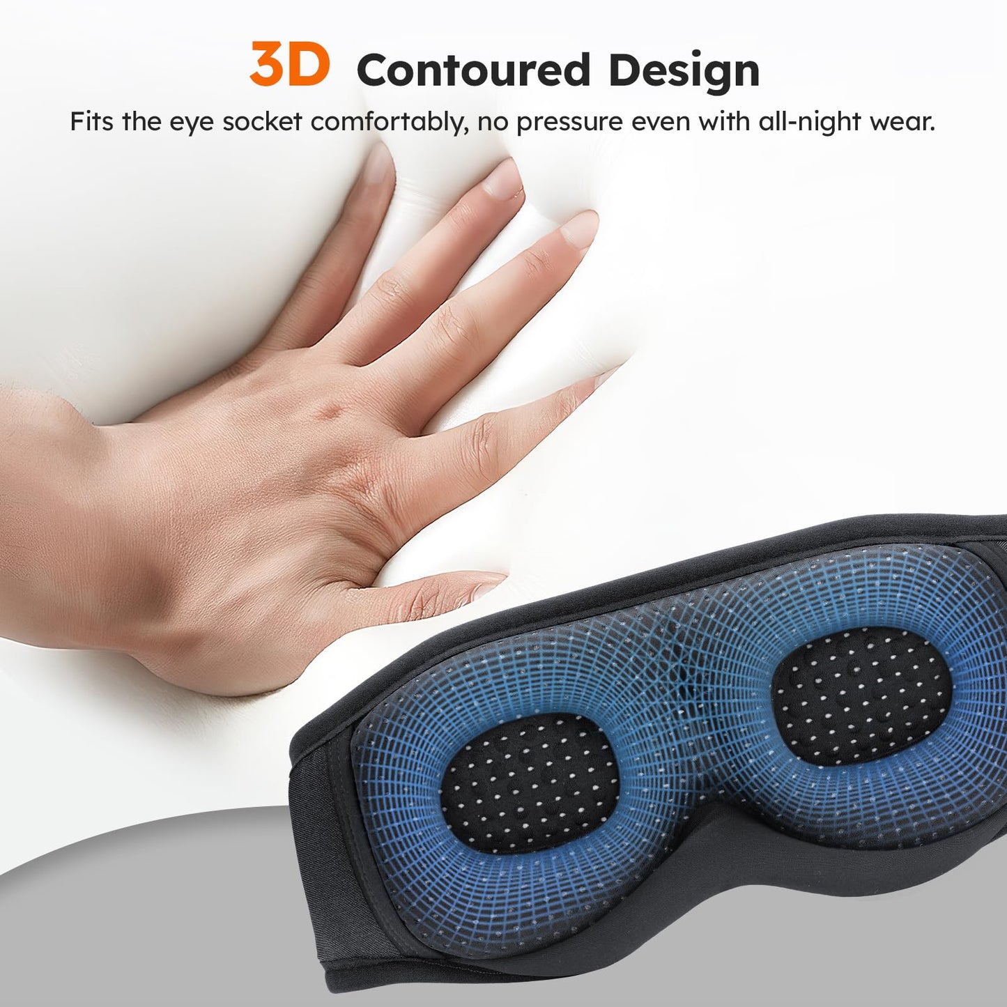 LC-dolida White Noise Sleep Mask, 3D Sleep Headphones with 16 Soothing Sounds, Bluetooth 5.4 Sleep Eye Mask with Timer, Total Blackout Sleeping Headphones for Side Sleeper(Black)