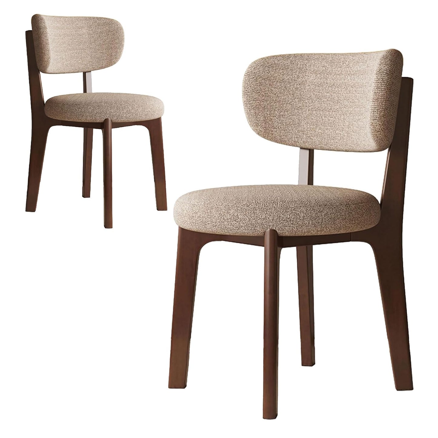 CADEHUB Walnut Dining Chairs, Arm Chairs Set of 2/4, Mid Century Modern Dining Set with Wooden Legs Dinning Chair for Kitchen, Living Room, Fabric Dining Chair (Walnut + Coffee, 2pcs)