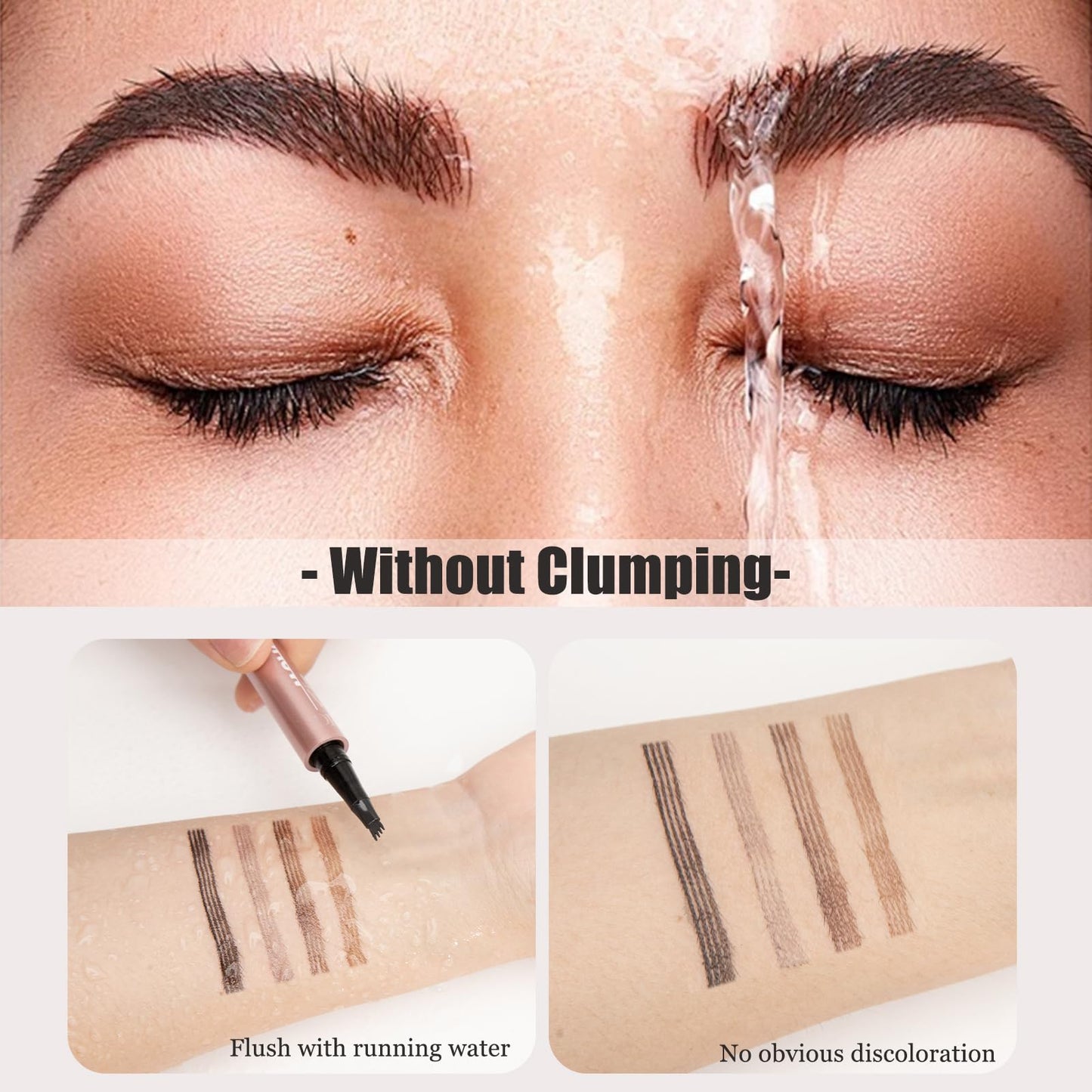 Magic Eyebrow Pencil, Waterproof Microblading Eyebrow Pen for Women with 4 Fork Tip for Natural-Looking Hair-Like Defined Brows