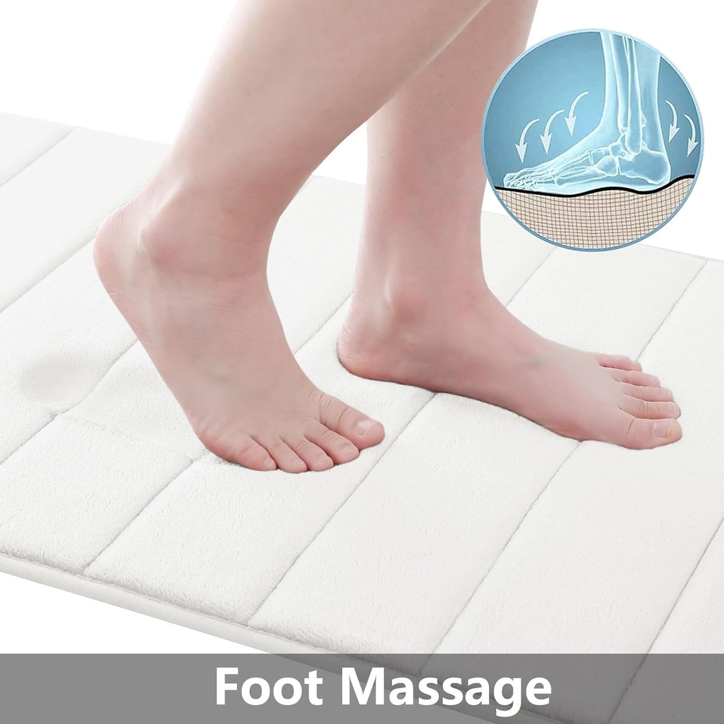Buganda Memory Foam Bath Mat, 35.4" x 24", Ultra Soft and Non-Slip Bathroom Rugs, Water Absorbent and Machine Washable Bath Rug Runner for Bathroom, Shower, and Tub, Ivory