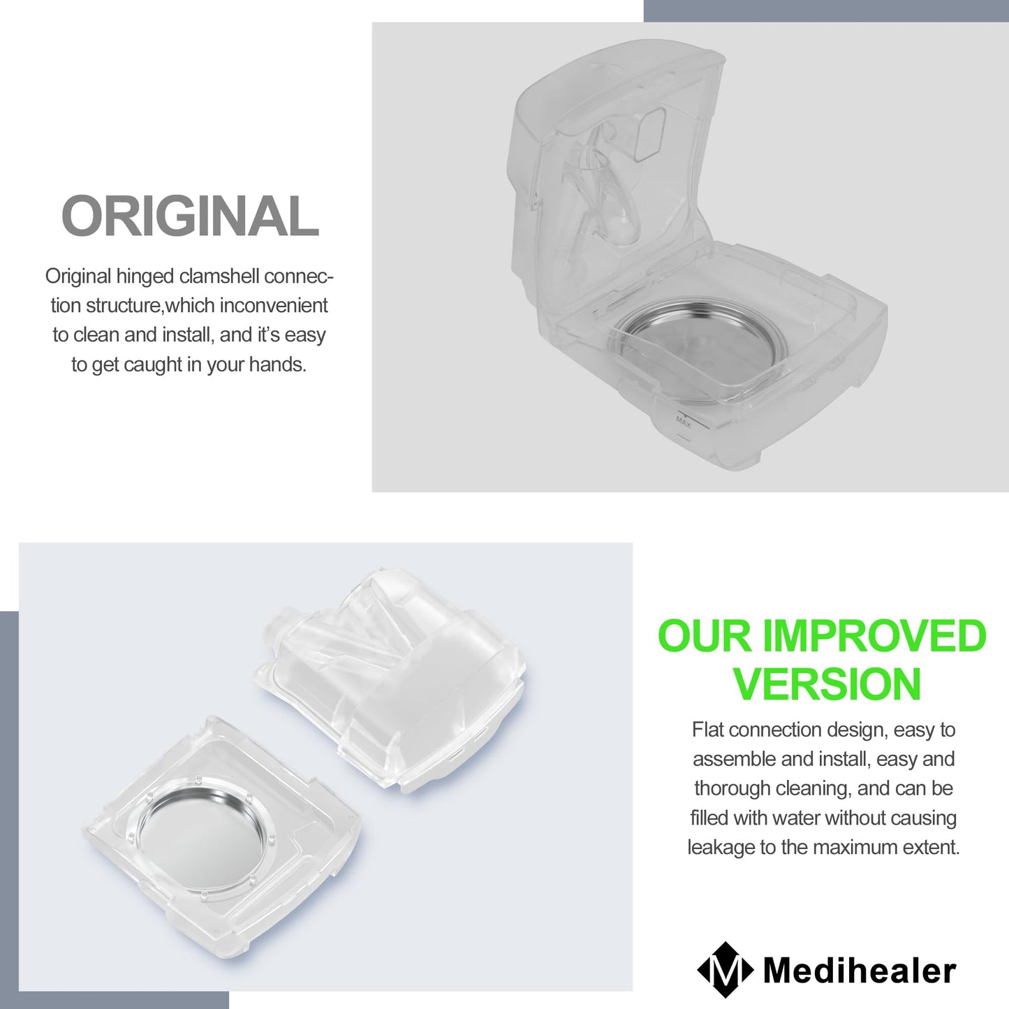 Improved Water Chamber for AirSense 11, HumidAir Water Tub for S11 Series, 340ml Upgraded Humidifier Tub Container,Great-Value CPAP Supplies by Medihealer.