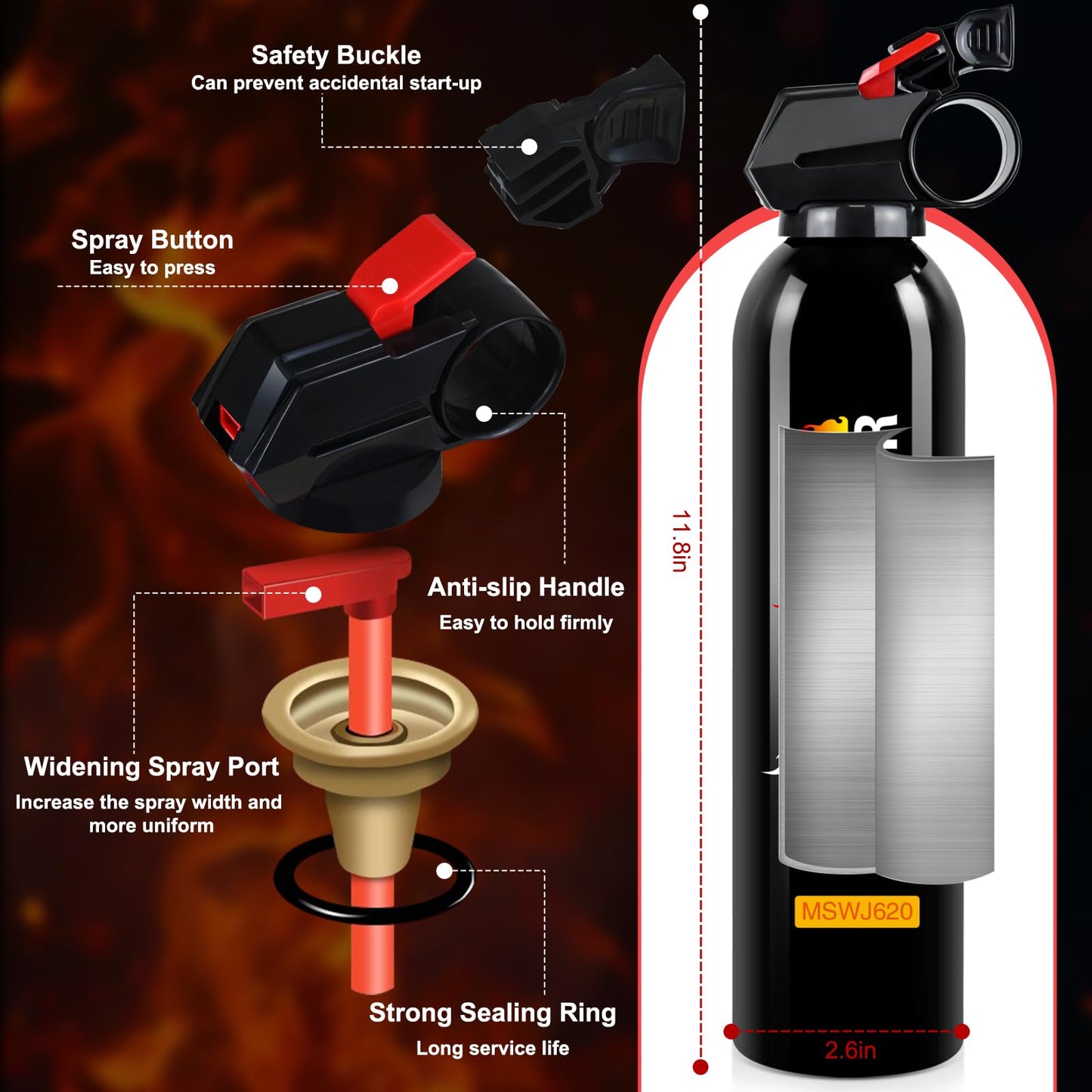 Fire Extinguisher for Home - Car Fire Extinguisher with Mount, Small A B C K Fire Extinguisher, Water-Based Fire Extinguishers for Car/House/Kitchen/Truck/Marine/Boat/Vehicle/utv/rv (2)