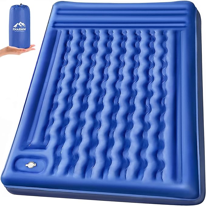 FNARMW Double Sleeping Pad Camping, Self Inflating 6'' Extra-Thick 2 Person Pillow Built-in Foot Pump Waterproof Inflatabl...