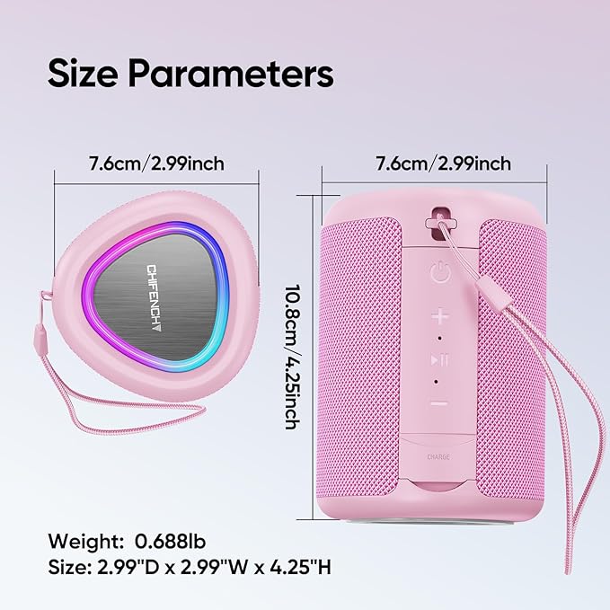 Portable Bluetooth Speaker Valentines Gifts For Him: Powerful Crystal Clear Sound/Romantic Light/IPX5 Waterproof/All Day Playtime/BT 5.3/TWS Paring,Small Wireless Speaker for Outdoor|Travel|Date Night