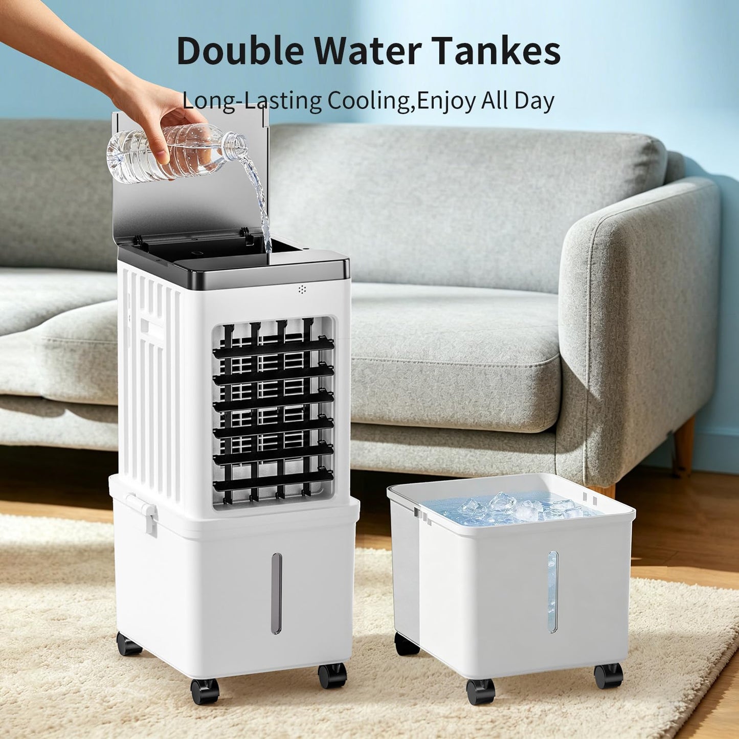 Portable Air Conditioners,Portable AC Unit with Removable 2.6 Gal Water Tank,Evaporative Air Cooler Windowless with Cool,Dehumidifier,Fan Modes&Sleep,Fast Cooling Portable AC for Bedroom Home Office