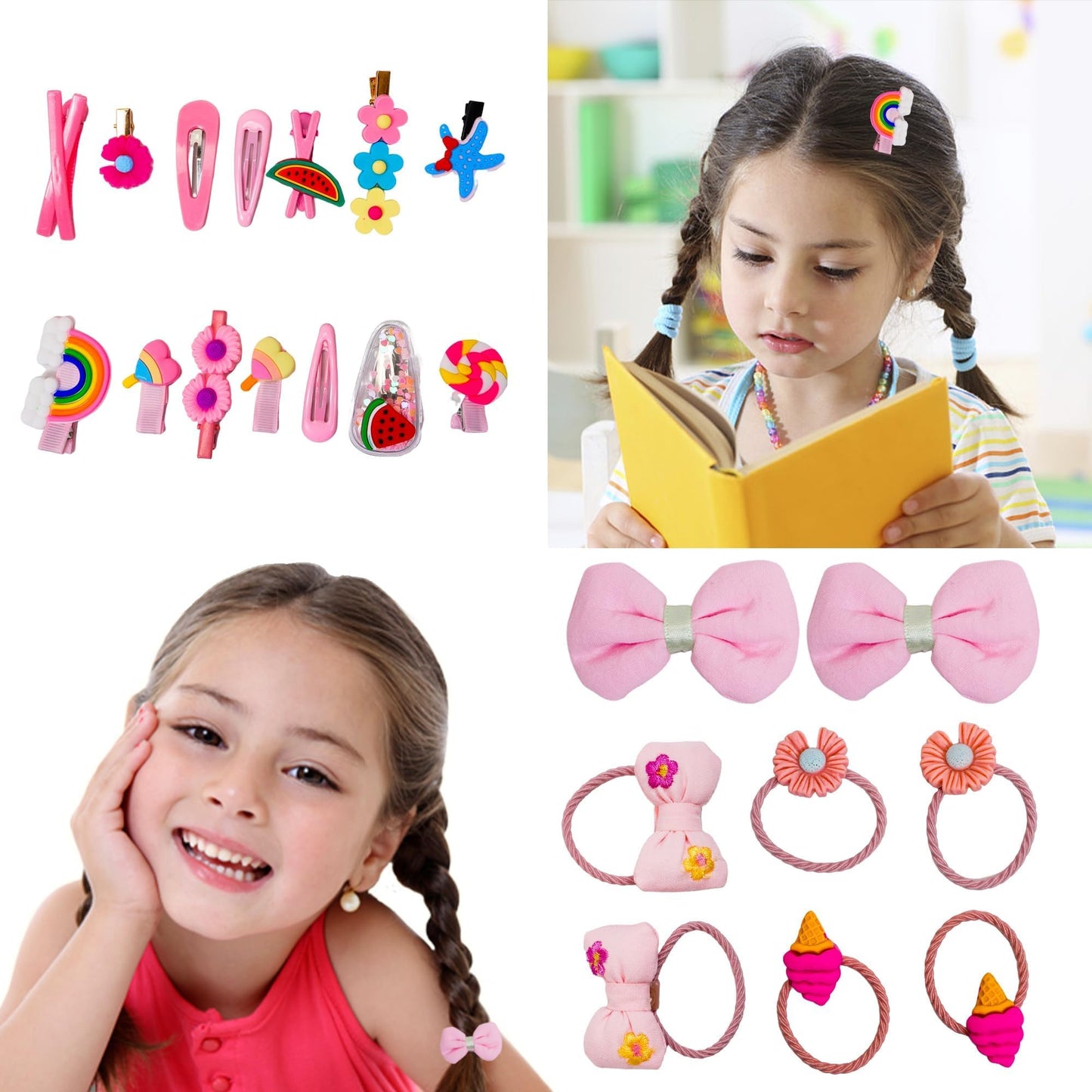 Hair Accessories for Girls Hair Clips Including Jewelry Box Hair Stuff Hair Barrettes Hair Ties Hair Bows Teen Girl Gift Toys for Girls Age 3-12