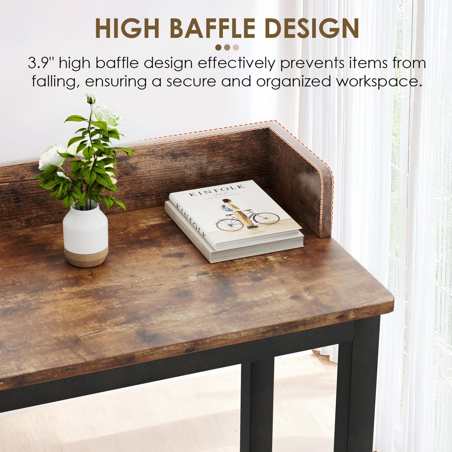Clevich Overbed Table with Wheels, Queen Full Size Mobile Computer Desk, Standing Laptop Cart, Over Bed Table with Heavy Duty Metal Leg, for Bedroom 16" D x 71" W x 41" H (Brown)