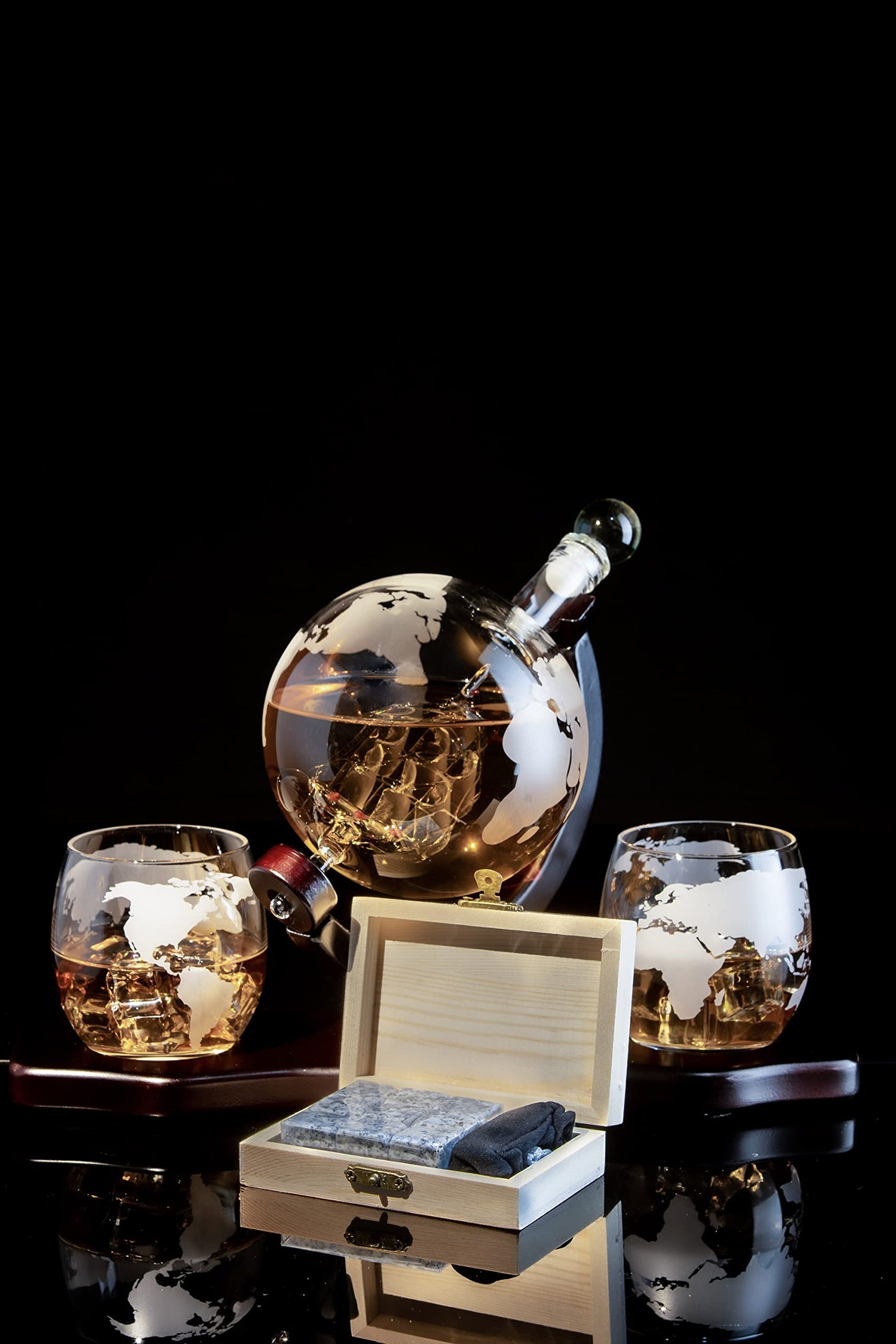Gifts for Men Dad, Whiskey Decanter Globe Set with Ball & Glasses, Anniversary Birthday Gifts for Him Husband Boyfriend Brother, Unique Valentine Day Gifts for Bourbon Scotch Liquor Vodka, Cool Stuff