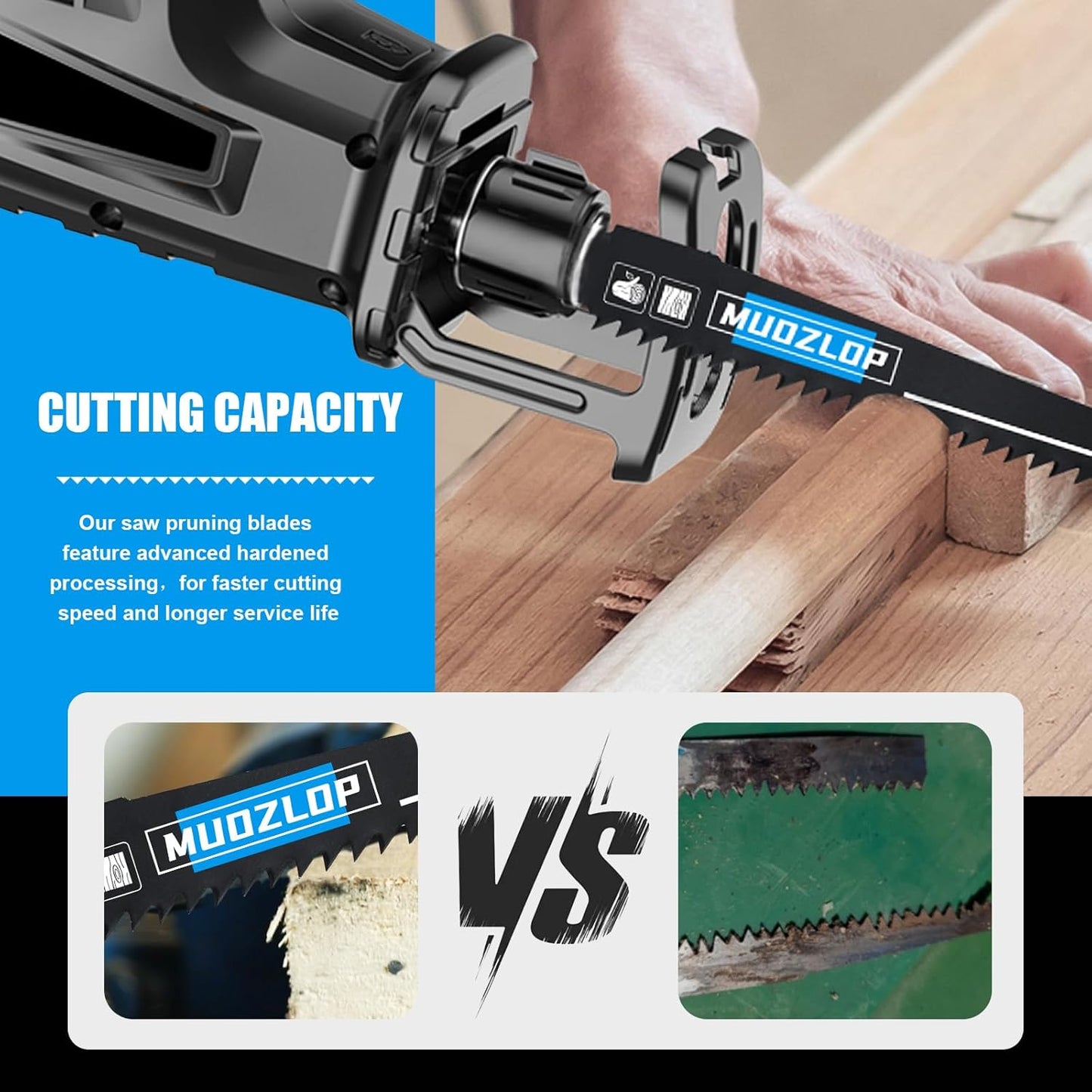 10Pack 6 inch Reciprocating Saw Blades Set,6TPI High Carbon Saw Blades, Woodcutting Saw Blades with Organizer Case (10, 6TPI/150mm)