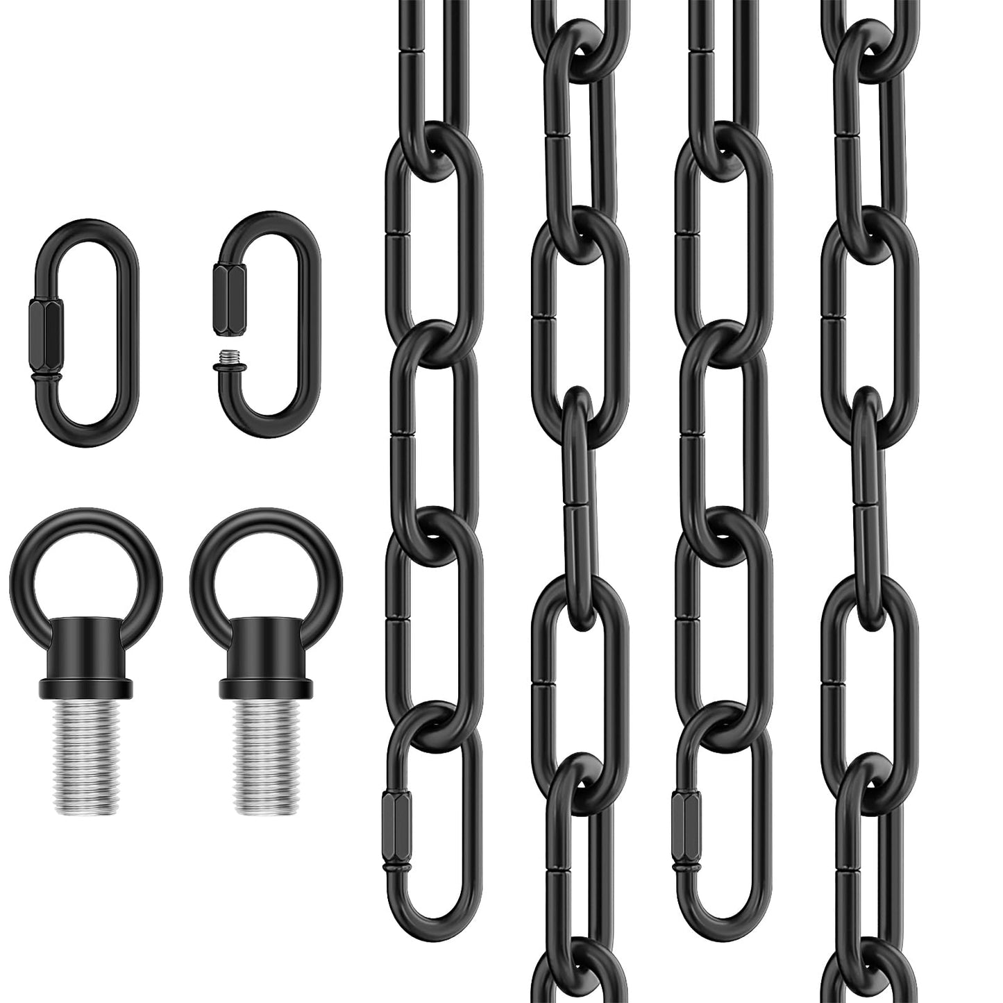 garini 2 Pack 10 Feet Industrial Black Light Fixture Chain, Adjustable Metal Pendant Chandelier Chain Extension with Detachable Link, Maximum Load is 66 Pounds
