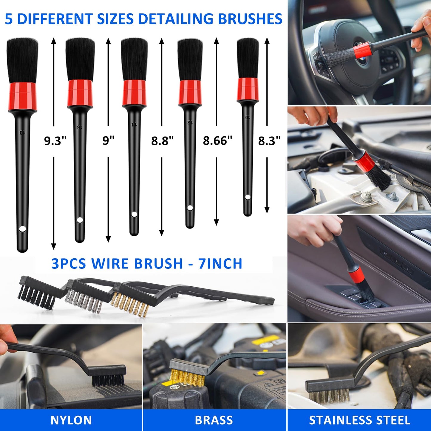 AUTODECO 41Pcs Car Cleaning Wash Kit Interior Detailing Cleaner Kit with High Power Handheld Vacuum, Collapsible Bucket, Windshield Tool, Snow Shovel, Tire Brush, Complete Car Care Tools, Black