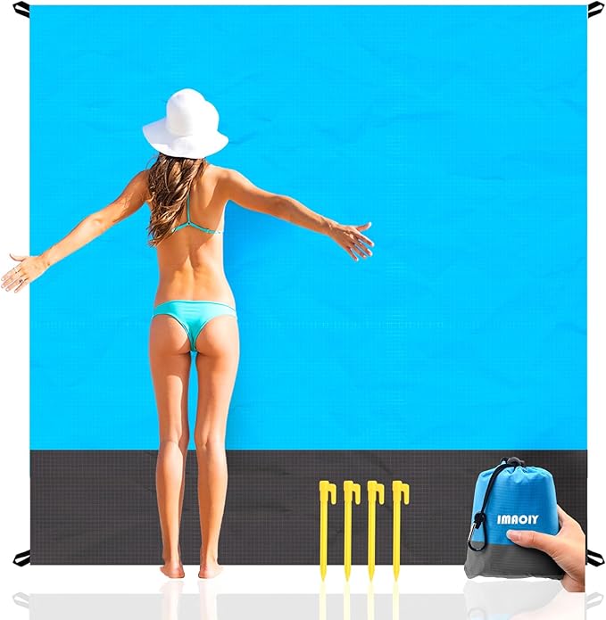 Beach Blanket Sandproof Waterproof, Beach Essentials Extra Large Beach Mat, 79" X 55" Oversized Durable Outdoor Picnic Mat...