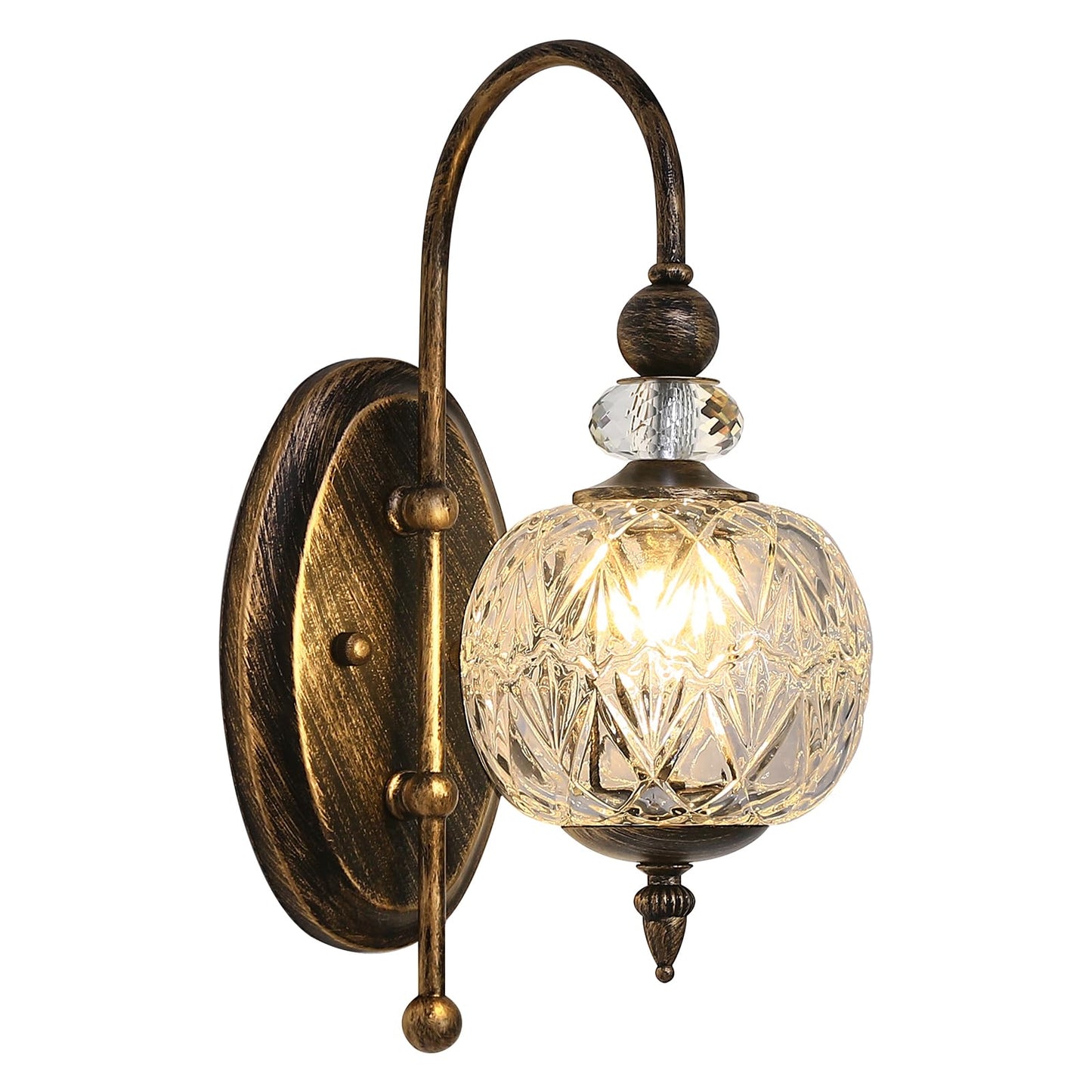 Piepooye Vintage Bronze Wall Sconce with Glass Globe Shade Mid Century G9 Bulb Wall Light Indoor Wall Lamp for Bathroom Farmhouse Bedroom Living Room Hallway