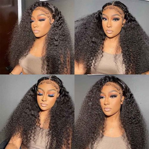 Pinketer Deep Wave Lace Front Wigs Human Hair 180% Density Curly Wig 13x4 Lace Frontal Wet and Wavy Wigs for Black Women with Baby Hair and Special Designed Adjustable Straps 24 Inch
