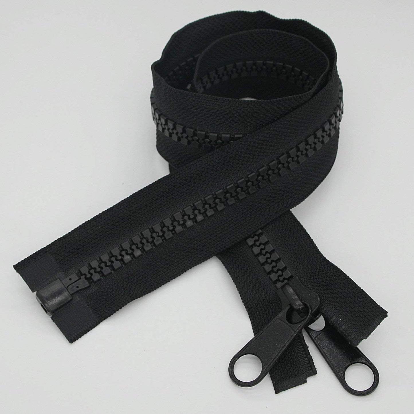 Leekayer 2PCS #10 84 cm Heavy Duty Zippers for Sewing Separating Large Plastic Zippers Black Tape with Double Pull Tab Slider, Sleeping Bag, Boat, Canvas, Cover, Trampoline, Dog Bed,Tent (33" 2pcs)