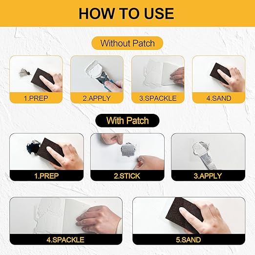 12.2oz Drywall Hole Repair Kit, A One-Stop Solution for Your Wall Problems (Wall Repair Putty/Wall Patches/Sanding Sponge/Putty Knife/Scrapers/Gloves) for Quickly Repairing Wall Problems (2 Pack)