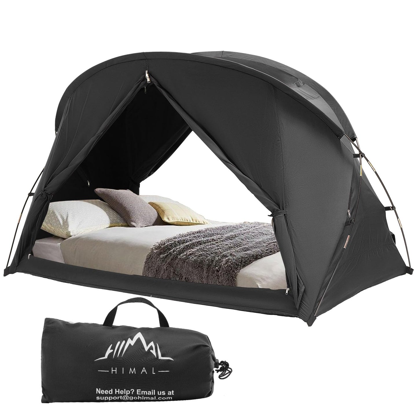 UNIHIMAL Bed Tent Canopy Full, Blackout Portable Sleep Tent Easy Setup, Breathable Mesh, Privacy Curtains for Adults, Ideal for Indoor