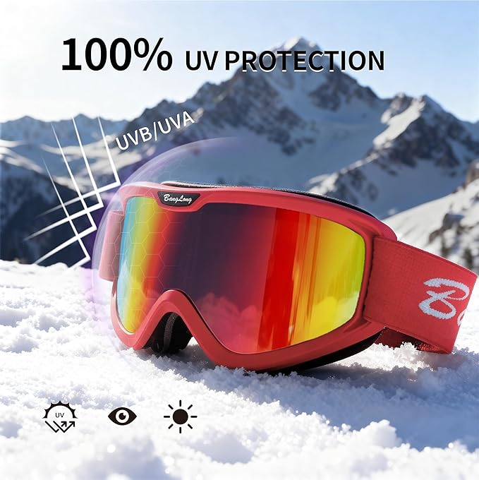 BangLong Ski Goggles, Snowboard/Snow Goggles Anti Fog UV Protection Design for Men Women Skiing, Skating,Snowmobilet,Youth