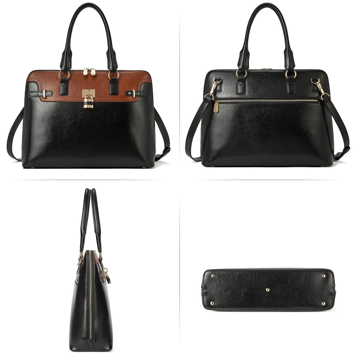 BOSTANTEN Laptop Briefcase for Women 15.6 inch Computer Bag Large Capcity Stylish Leather Handbag Business Work Purse