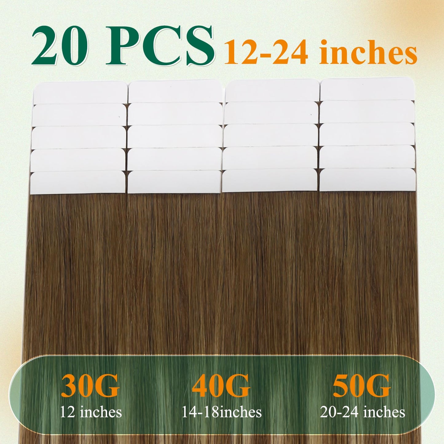 Easyouth Long Tape in Hair Extensions Balayage Brown Tape ins Human Hair Extensions Brown Ombre Caramel Blonde Tapes in Extensio