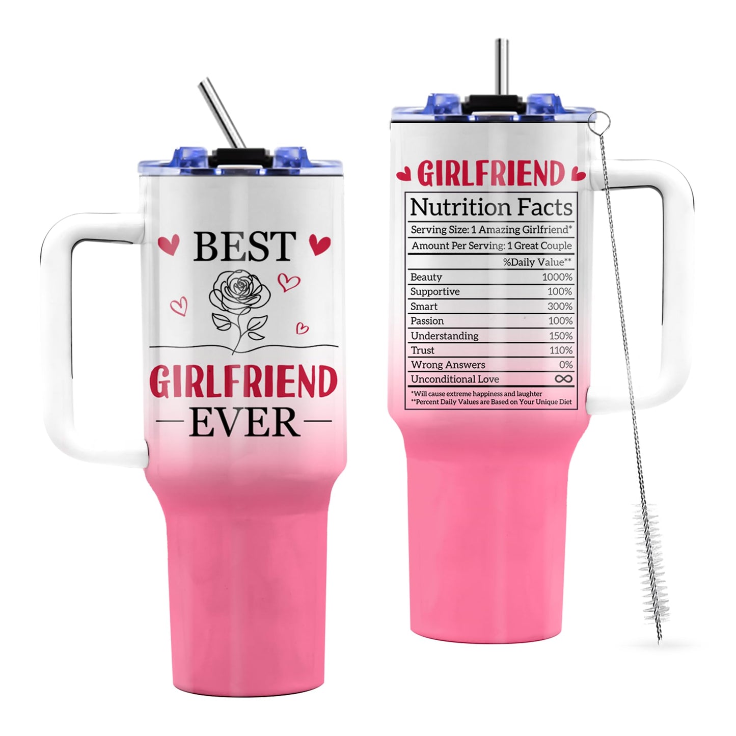 TNASURHUS Birthday Gifts for Girlfriend, 40 Oz Tumbler with Handle, Christmas Valentine's Day Girlfriend Gift for Women, Couple Gifts, Anniversary, I Love You Gifts for Her