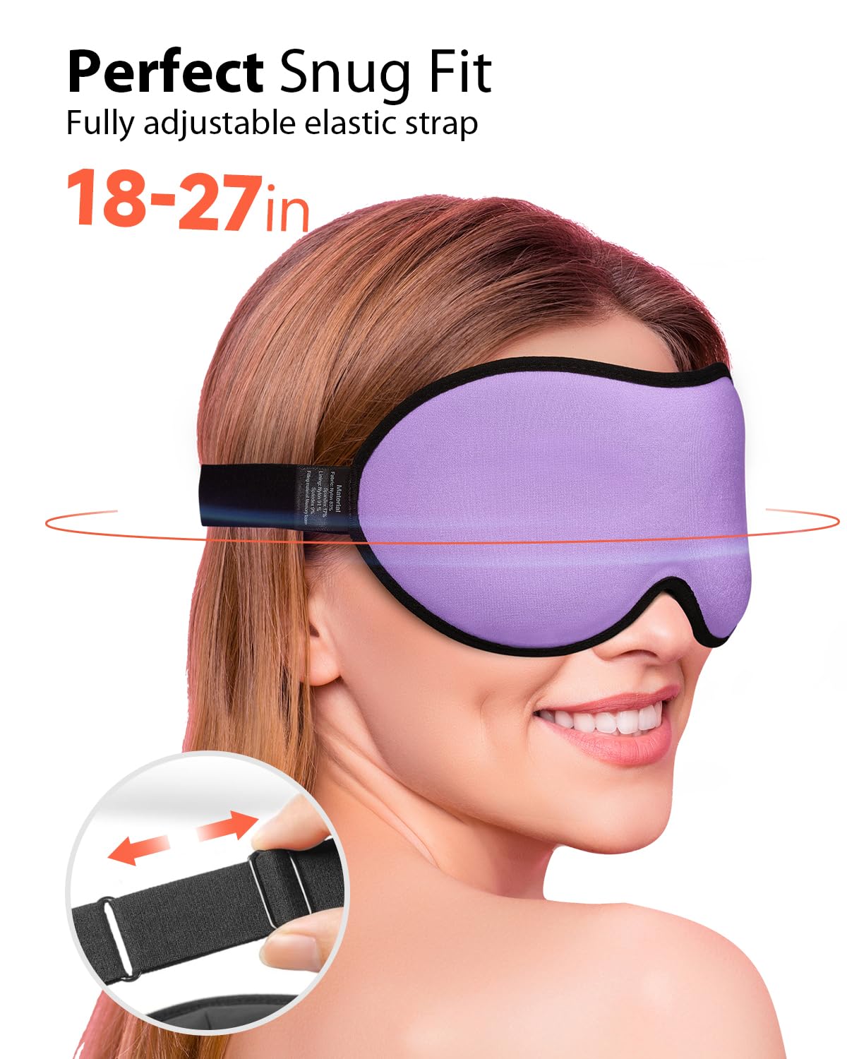 MABAO Weighted Sleep Mask - 100% Blackout Eye Mask for Sleeping for Women Men, 3D Contoured for Lash Extension, Zero Eye Pressure Memory Foam Cover, Soft Gentle Pressure Blindfold for Travel - Purple