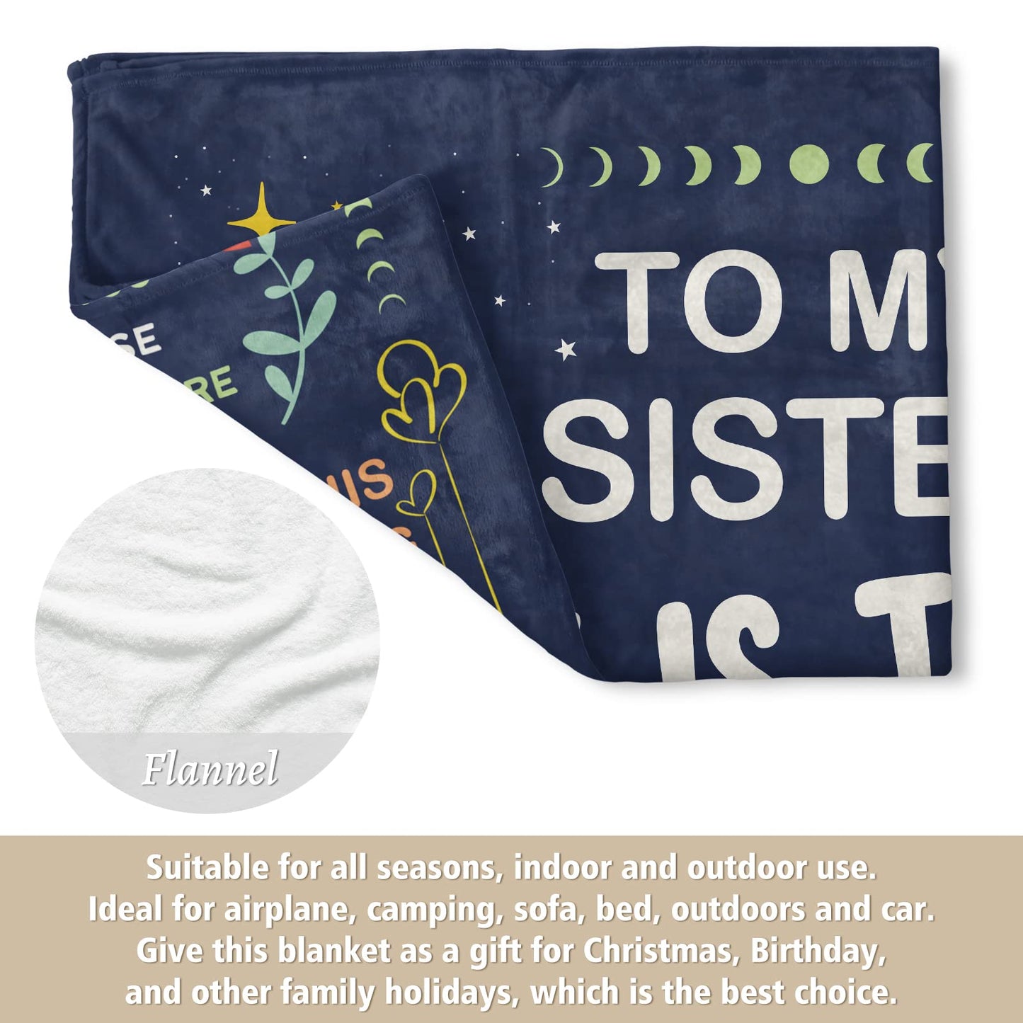Niyewsor Sister Gifts Blanket, Sister Birthday Gifts, Sisters Gift from Sis, Gift for Big/Little Sisters on Graduation, Mothers Day, Chrismtas, to My Sis Soft Throw Blanket, 60" x 50"