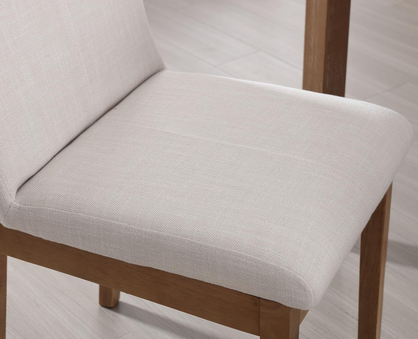 Kmax Modern Dining Chairs Set of 4, Upholstered Armless Wood Chairs Linen Fabric Side Chairs for Dining Room, Kitchen - Beige