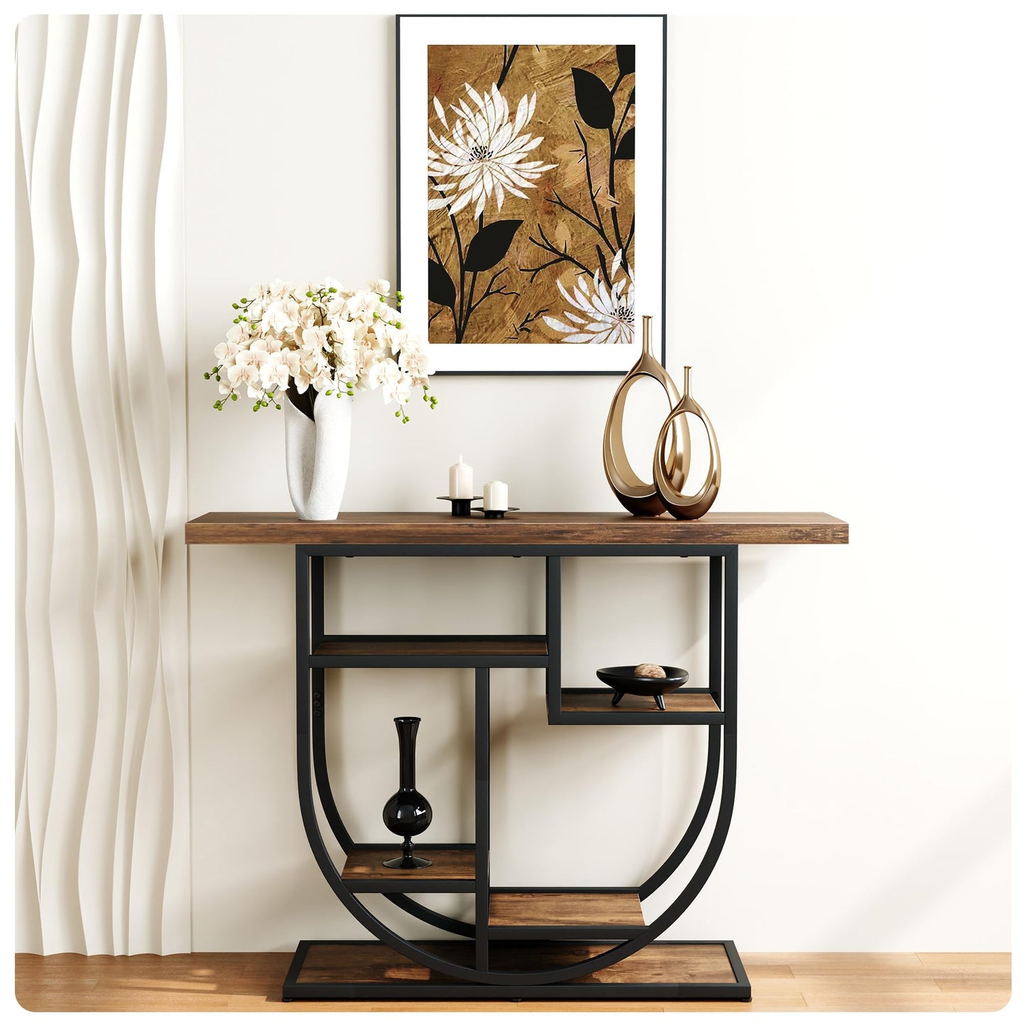 Modern Console Table for Entryway with Storage: 41.3 Inch Wood Sofa Tables for Living Room - Narrow Farmhouse Accent Desk for Home Decor