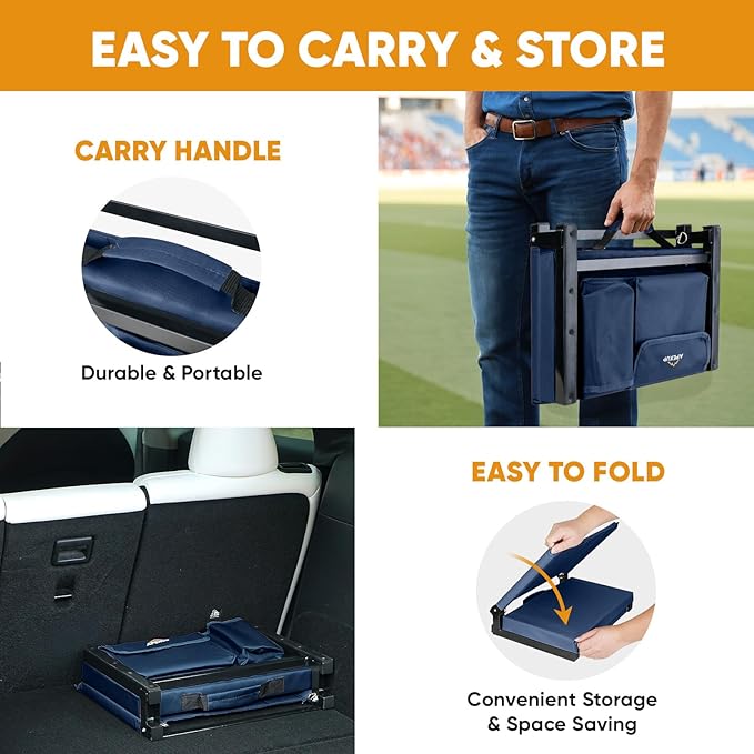 APEXUP Stadium Seats with Back Support, Portable Bleacher Seat with Large Pocket and Cup Holder, Wide Stadium Chair for Sports Events and Concerts