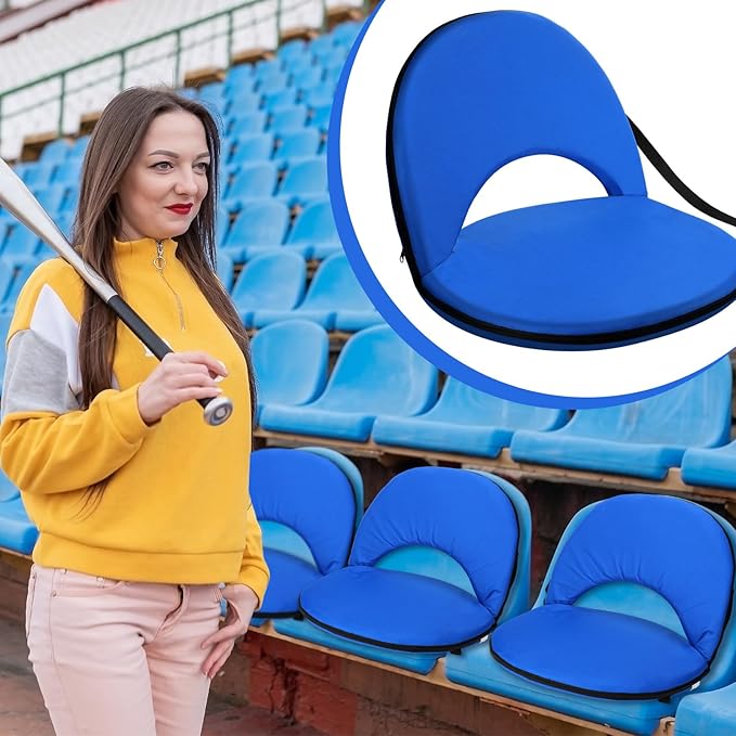 Wenqik 4 Pcs Stadium Seats for Bleachers Flexible Seats with Back Support Adjustable Folding Portable Bleacher Places Multifunctional Lightweight Cushion for Indoor Outdoor