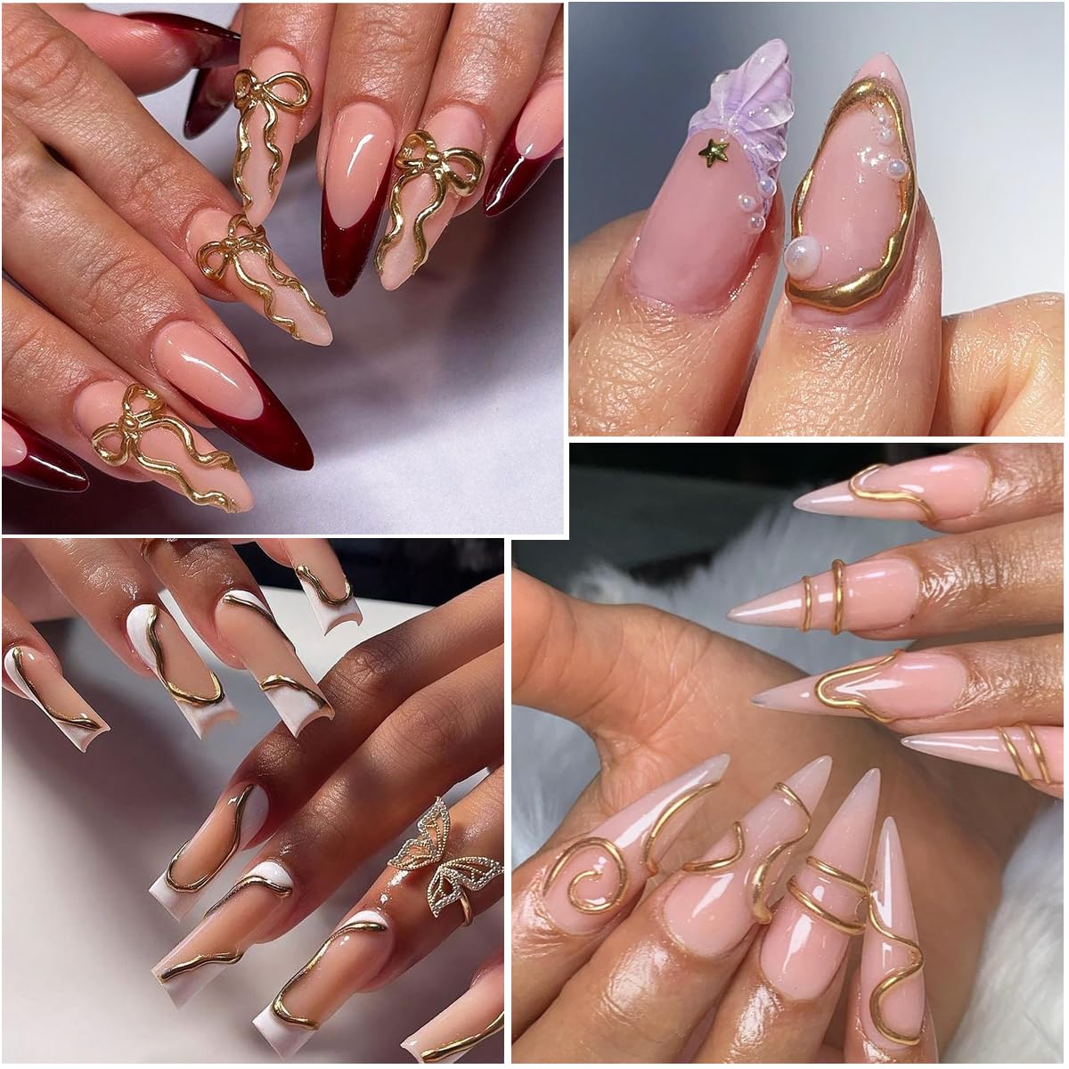 Fcozpjk 3D Sculpting Gel for Nail Art - 2PCS 10g Clear Liner Polish Carving Modeling Kit With Gold Silver Chrome Powder for 5D E