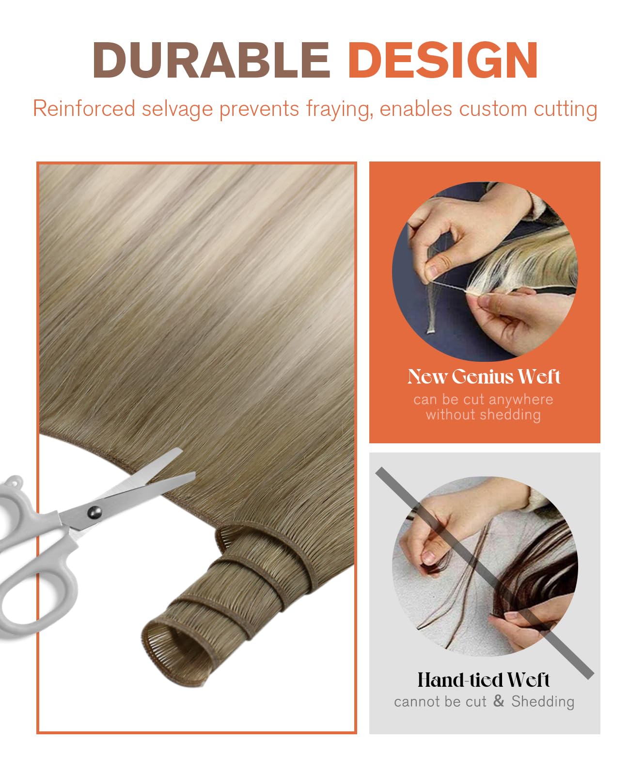 Sunny Hair Genius Weft Hair Extensions 24 Inch Genius Weft Hair Extensions Real Human Hair Brown Hand Tied Sew In Extensions For