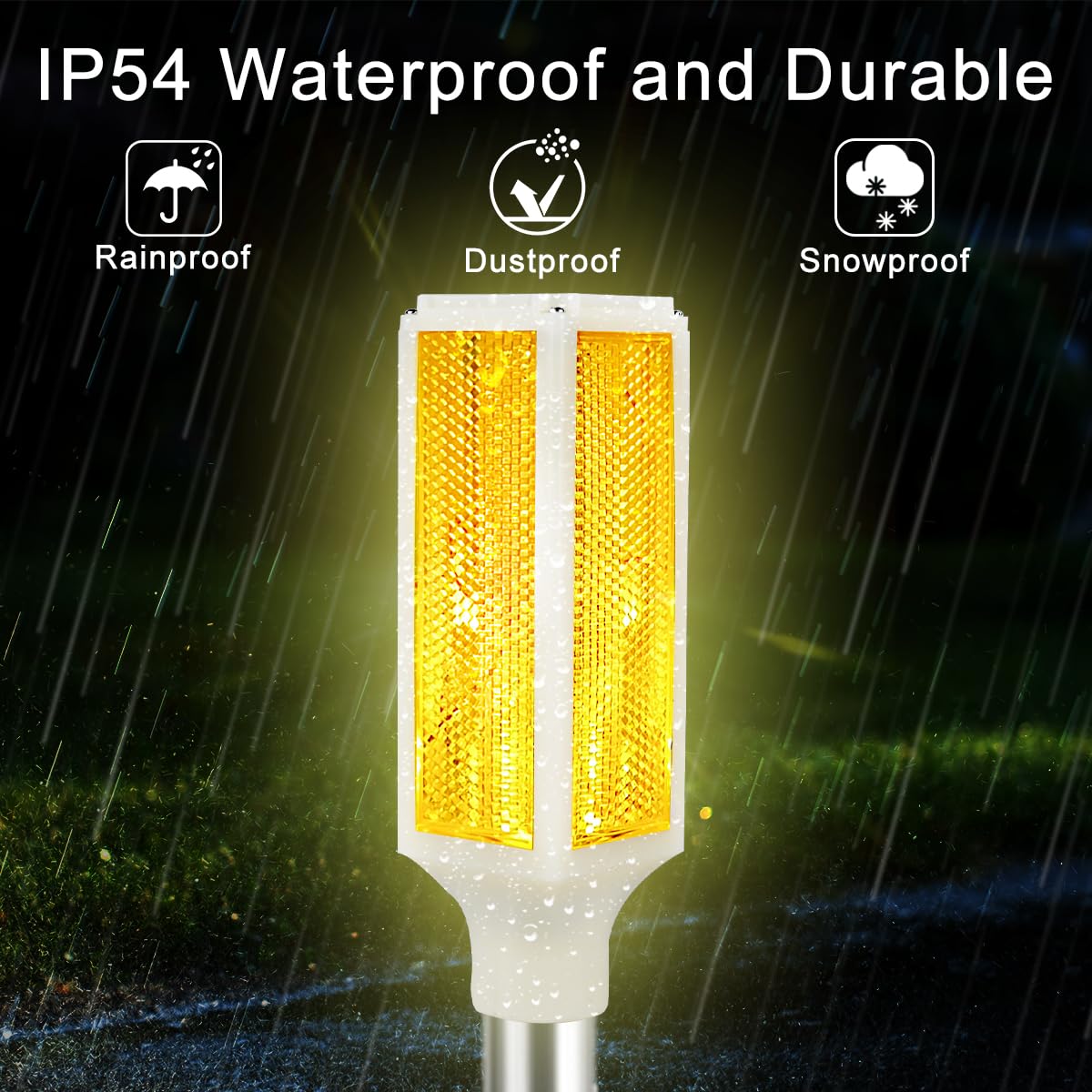 Aolyty Solar Lights Outdoor, Waterproof Driveway Markers Reflective, Warning Flash Light with 2 Lighting Modes, LED Solar Light 4 Pack for Parking Lots, Yard, Sidewalk, Stop Sign, 30 Inches (White)