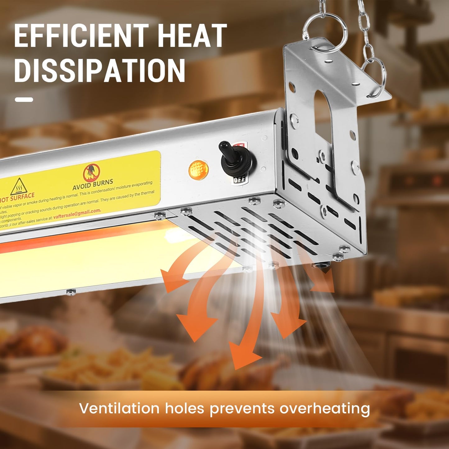Hiteemer 42-Inch Food Heat Lamp - 1000W Commercial Food Warmer Lamp Overhead Stainless Steel Catering Heat Lamps Electric Strip Heater for Restaurant Buffet Parties Kitchen, Silver 115V