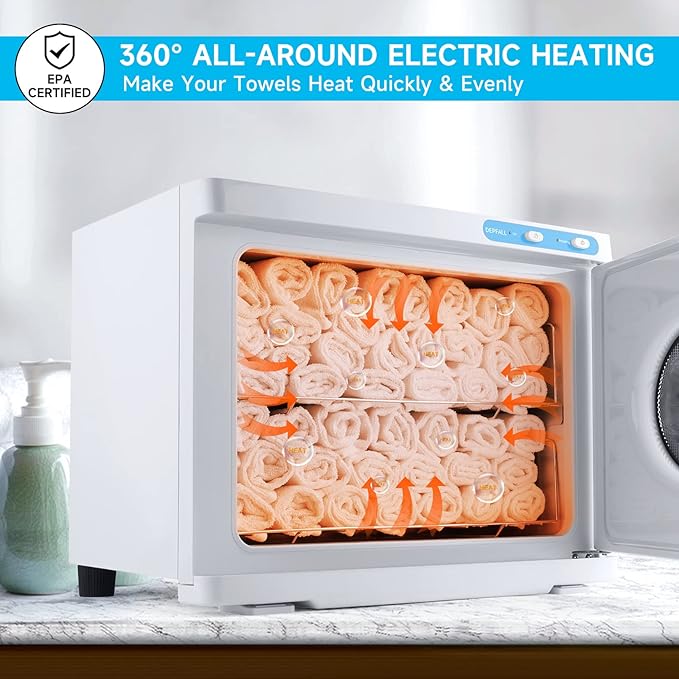 Hot Towel Warmer, Professional 23L Large Capacity Hot Towel Cabinet, 2-in-1 Spa Towel Warmers for Facials, Barber, Salon, Esthetician, Upgrade Fast Heating Aluminum Interior, White w/Window